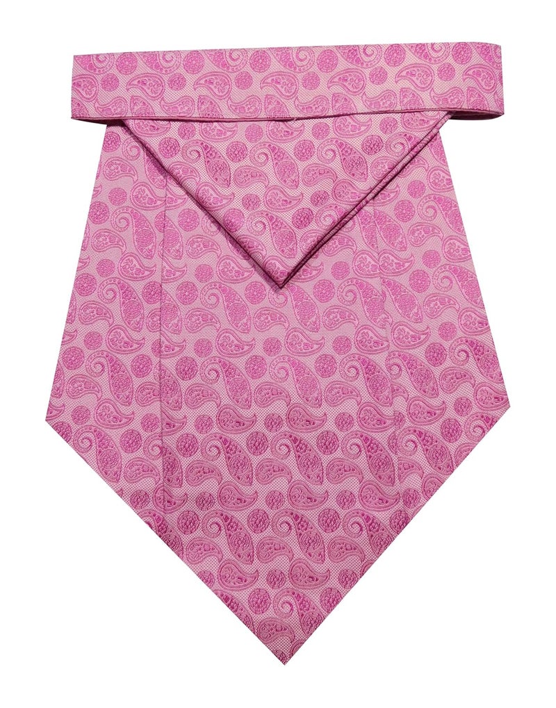 Riyasat - Paisley Design Pink Color Cravat Ascot Tie for Men Self Tie Necktie and Pocket Square Wedding Business (CRAVAT_20) - Image 1