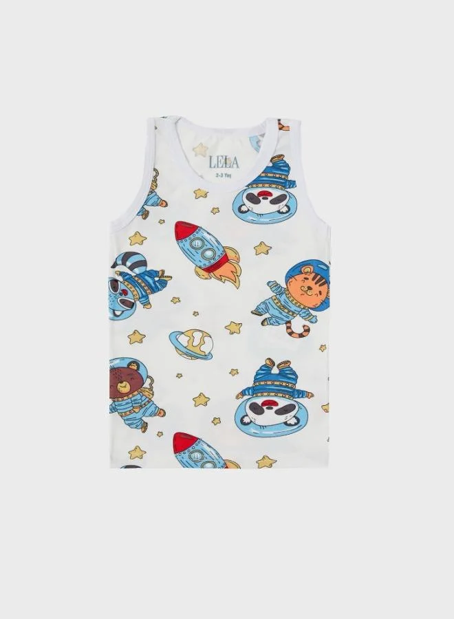 ليلا طقم ملابس داخلية قطنية مطاطية بنقوش ليلى مكون من قطعتين للفتيان