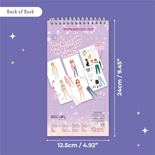 BSCOOL Sticker Dress up - Sticker Activity Book for Kids. Learn Girls Fashion Design with Stickers and Guides for Kids 5 and up. Little Designer Creativity Book. Stickers, Paper Dolls. Gift for Girls - Image 4
