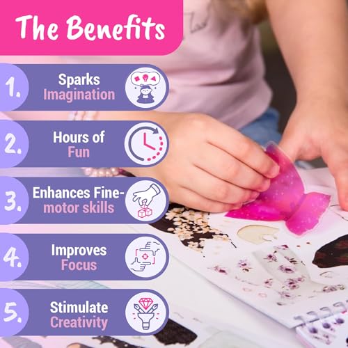 BSCOOL Sticker Dress up - Sticker Activity Book for Kids. Learn Girls Fashion Design with Stickers and Guides for Kids 5 and up. Little Designer Creativity Book. Stickers, Paper Dolls. Gift for Girls - Image 2