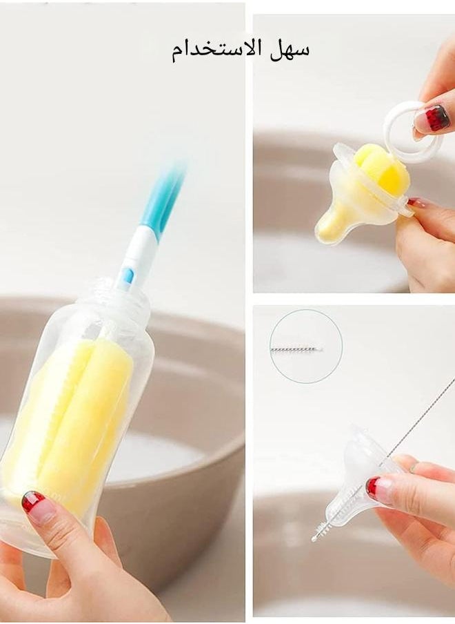 tangs - 7Pcs Baby Bottle Cleaning Brush Set - 360° Rotating Scrubber for Feeding Bottles, Pacifiers, Cups, and Straws - Includes Nylon Sponge Brush, Straw Brush, and Bottle Clip - Quick Dry and Easy to Hold - Image 1