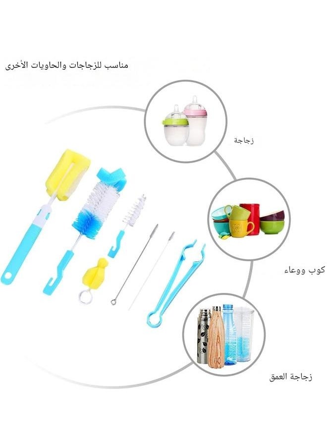 tangs - 7Pcs Baby Bottle Cleaning Brush Set - 360° Rotating Scrubber for Feeding Bottles, Pacifiers, Cups, and Straws - Includes Nylon Sponge Brush, Straw Brush, and Bottle Clip - Quick Dry and Easy to Hold - Image 1