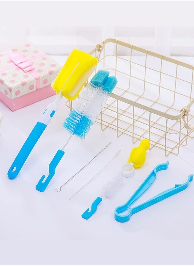tangs - 7Pcs Baby Bottle Cleaning Brush Set - 360° Rotating Scrubber for Feeding Bottles, Pacifiers, Cups, and Straws - Includes Nylon Sponge Brush, Straw Brush, and Bottle Clip - Quick Dry and Easy to Hold - Image 1