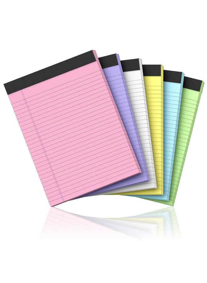 Nichela Legal Pads 8.5 x 11 Pack of 6 Note Pads Wide Ruled Notepad Writing Pads Colored Paper - Image 1