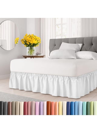 Wrap Around Dust Ruffle Bed Skirt  Cream  for Twin Size Beds with 15 in Drop  Easy Fit Elastic Strap  Pleated Bedskirt with Brushed Fabric  Wrinkle Free Machine Wash  by CGK Linens - pzsku/ZB1B7E27ED48C605CD191Z/45/1749492249/446cf409-f082-4f49-baea-01b452c4caf1