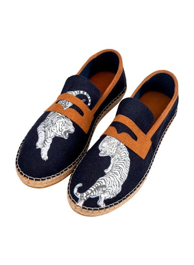 Dogo Men's Vegan Navy Espadrilles - Uptown Tigers Navy Design. - Image 1