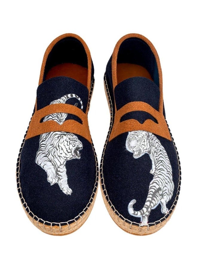 Dogo Men's Vegan Navy Espadrilles - Uptown Tigers Navy Design. - Image 2
