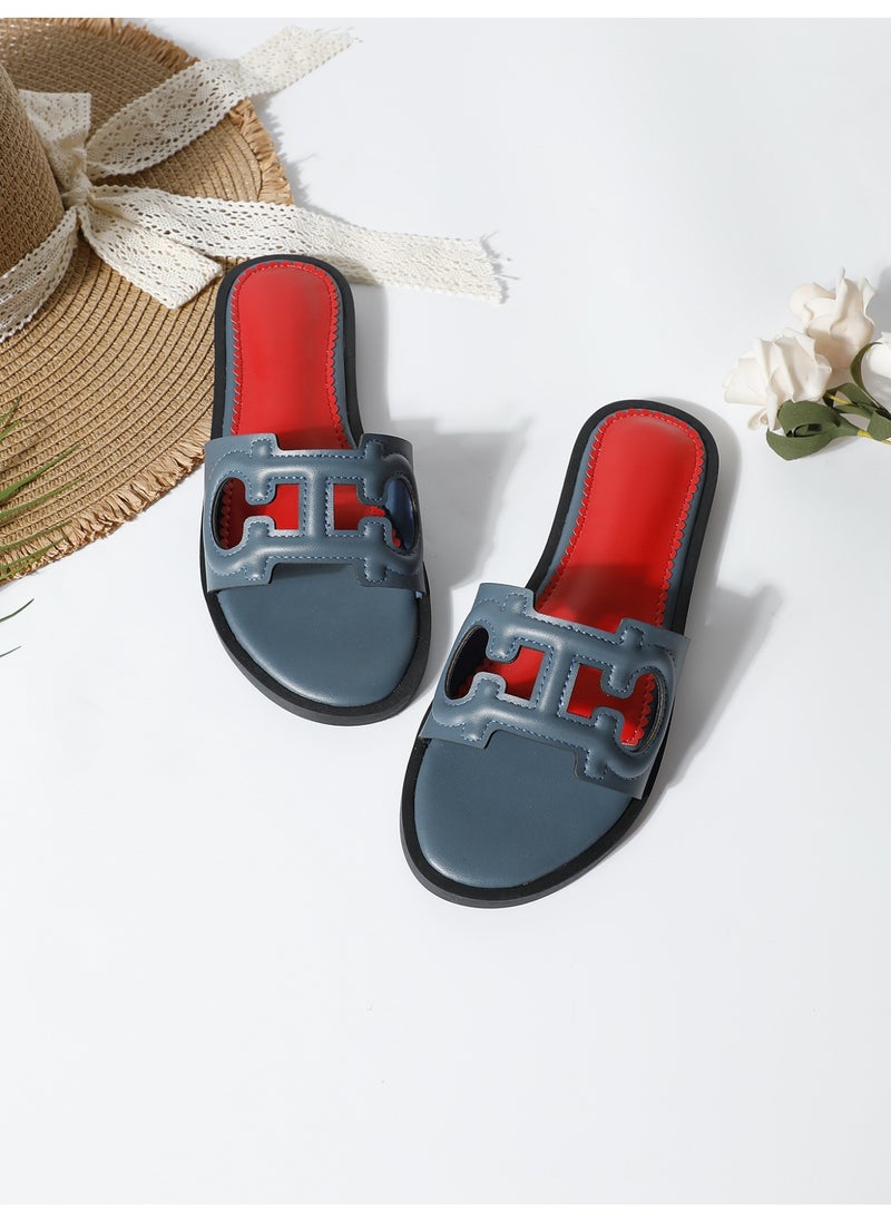 NIBEMINENT Women's Sandals  Summer Retro Slippers  Low Heel Leather Casual Open Toe Outdoor Slippers Beach Shoes  - Image 3