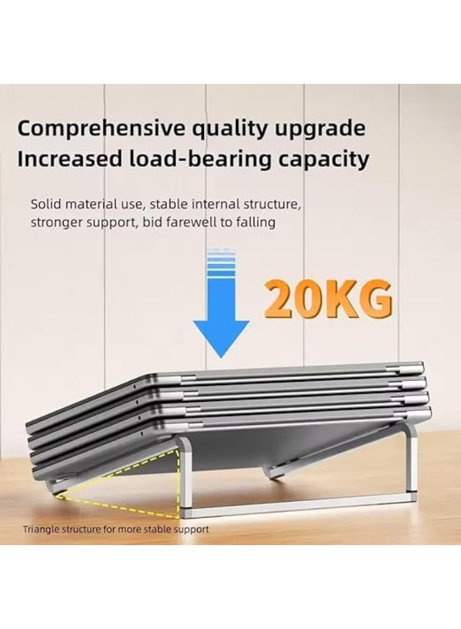 Laptop Stand V3.3 – Ergonomic Adjustable Height & Angle – Sturdy Aluminum Holder – Portable & Foldable Stand for Daily Desk Setup & Work-from-Home Use (Silver) - Image 3