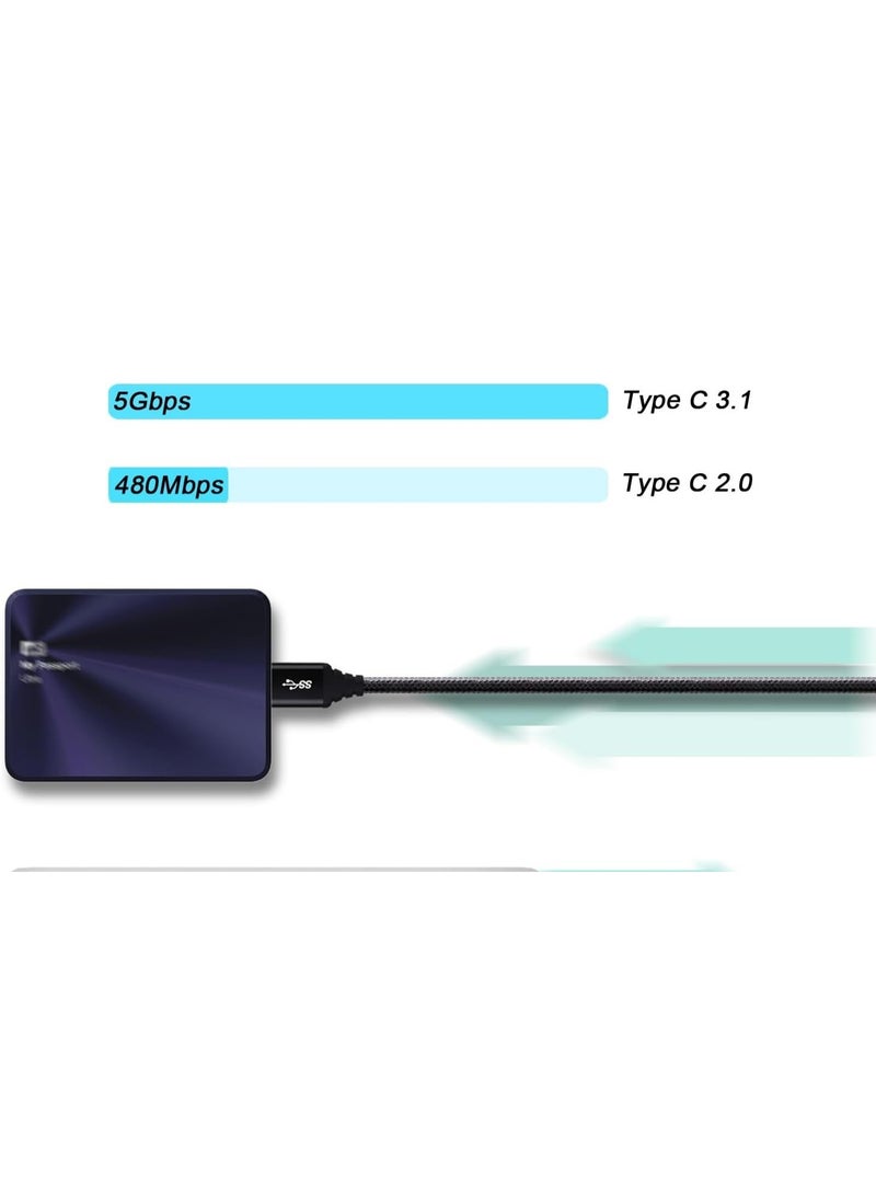 USB-C to Micro-B 3.0 Cable – 1ft, Fast Charging & 5Gbps Data Sync, Short Black Cable  - Image 3