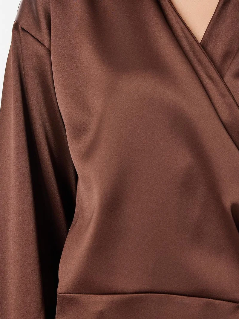 Happiness İstanbul ISTANBUL Double Breasted Satin Tie Blouse