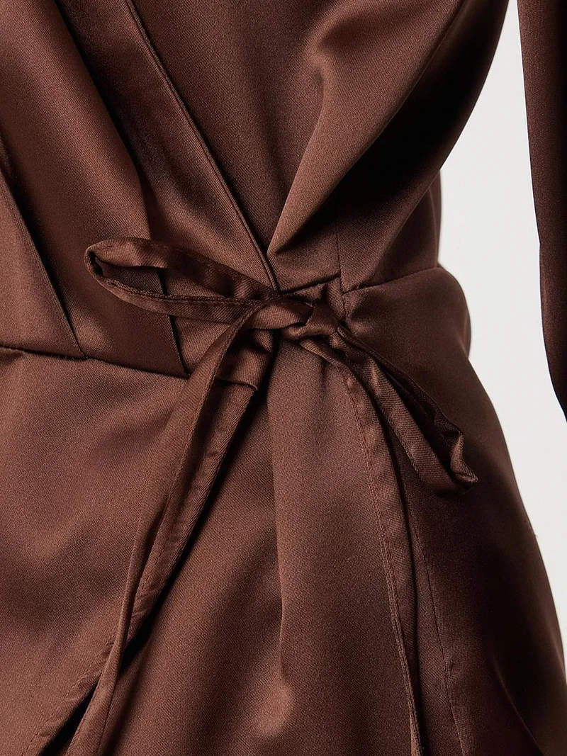 Happiness İstanbul ISTANBUL Double Breasted Satin Tie Blouse