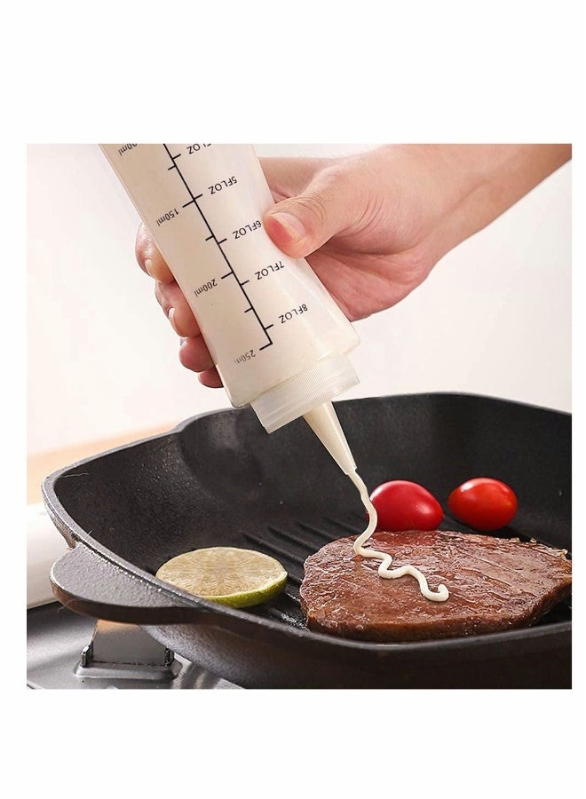 12 Pack Condiment Squeeze Bottles With Red Tip Cap Tie 240ML Dye Empty Paint Squeeze Bottle For Ketchup BBQ Sauces Syrup Dressings Arts - Image 3