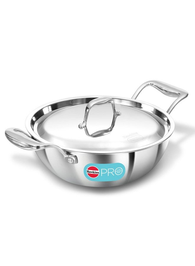 بان عميق هاوكينز سعة 2.5 لتر، مصنوع من الفولاذ المقاوم للصدأ ثلاثي الطبقات مع مقابض من الفولاذ المقاوم للصدأ وغطاء من الفولاذ المقاوم للصدأ، فضي (PSK25S)
