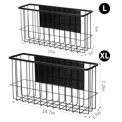 Lemecima 2 Pack Magnetic Basket Organizer Shelf Rack for Refrigerator Peg Board Office File Foil Plastic Food Wrap Spice Pegboard Holder - Image 3