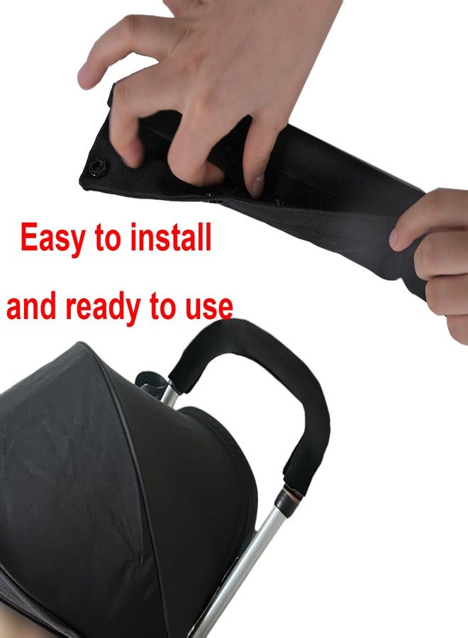Anglepingping 26.4×1.18×1.18in Replacement Armrest Handle Cover Dust Proof Handle Accessories,Pushchair Protector Handlebar Sleeve Bumper Removable Fabric Pushchair Case Grip Bar Replacement Arm Covers(Black) - Image 3