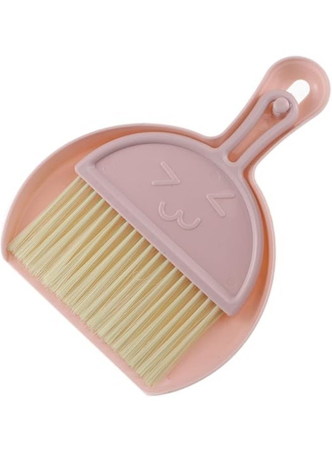 Mini Dustpan & Brush Set – Soft Bristle Desk & Home Broom – Table & Kitchen Use – Pink - Image 1