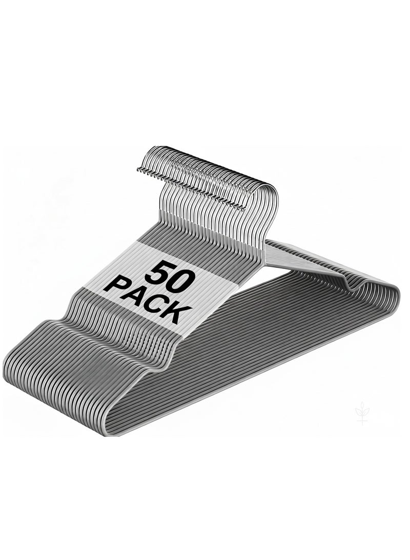 ZAYVA 50-Piece Non-Slip Hanger Set, Heavy Duty & Space Saving for Clothes - Grey - Image 1