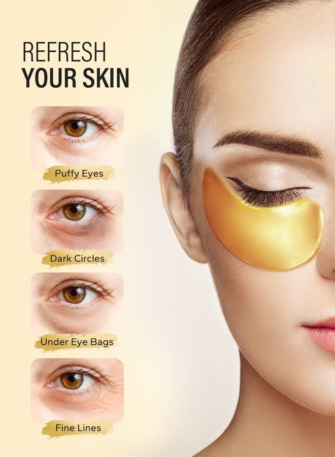 Maskiss 25-Pairs 24K Gold Under Eye Patches/Masks for Puffy Eyes, Dark Circles and Puffiness, Collagen Skin Care Products - Image 2
