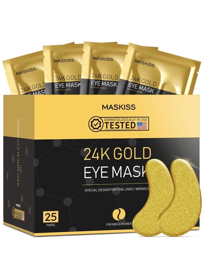 Maskiss 25-Pairs 24K Gold Under Eye Patches/Masks for Puffy Eyes, Dark Circles and Puffiness, Collagen Skin Care Products - Image 1