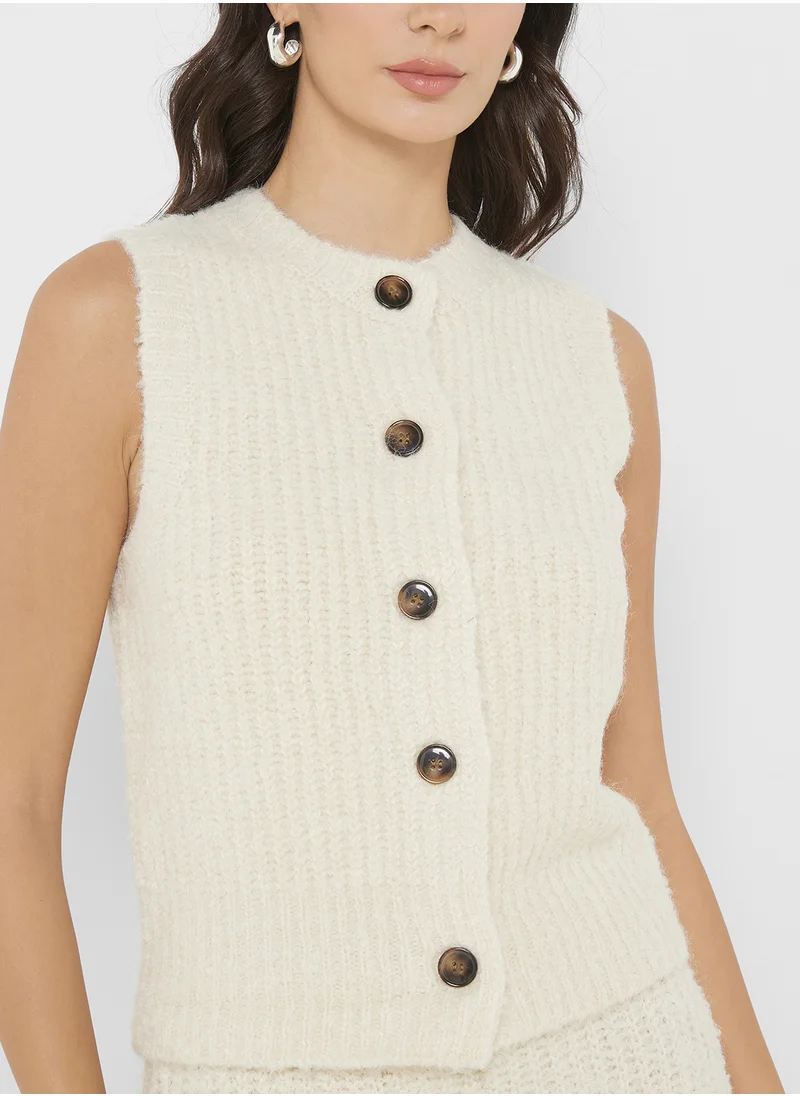 4th & Reckless Button Detail Knitted Top