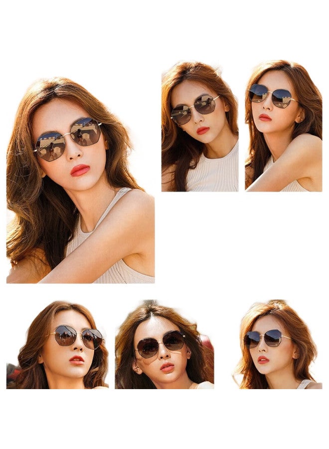VEGOOS Sunglasses For Women, Korean Style Street Photography Metal Trendy Uv Protection Polarized Driving Sunglasses Sy8063 - Image 3