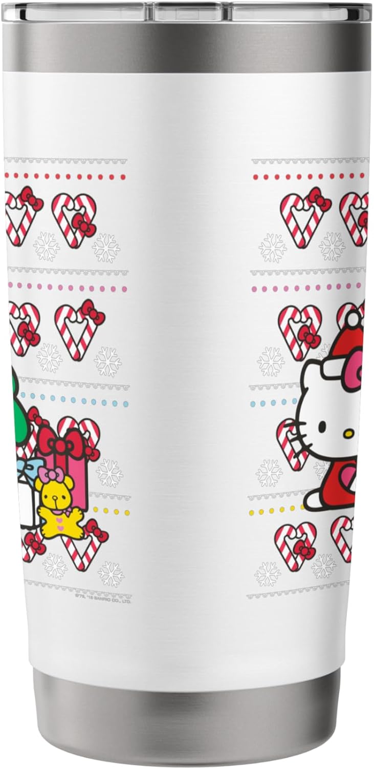 Hello Kitty Hello Kitty Candy Cane Christmas Sweater Tee Shirt Stainless Steel Insulated Tumbler  - Image 2