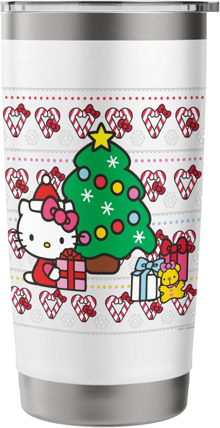 Hello Kitty Hello Kitty Candy Cane Christmas Sweater Tee Shirt Stainless Steel Insulated Tumbler  - Image 3