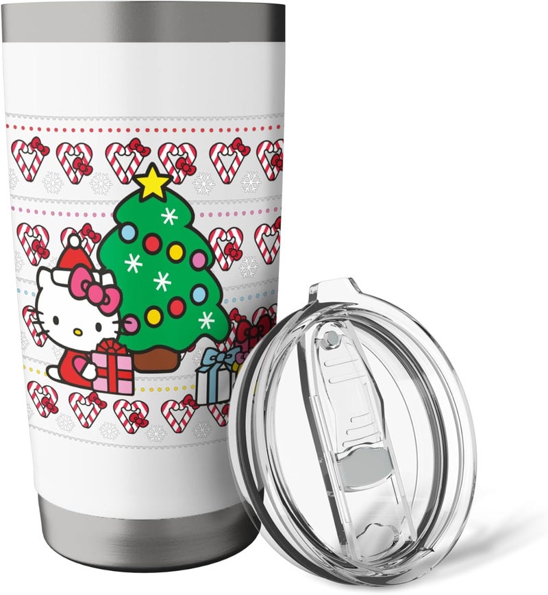 Hello Kitty Hello Kitty Candy Cane Christmas Sweater Tee Shirt Stainless Steel Insulated Tumbler  - Image 5
