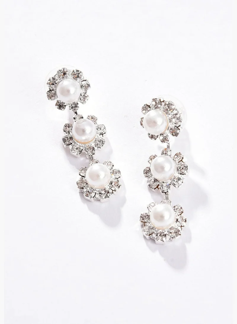 SOHI Silver Plated Designer Stone Necklace and Earring Set