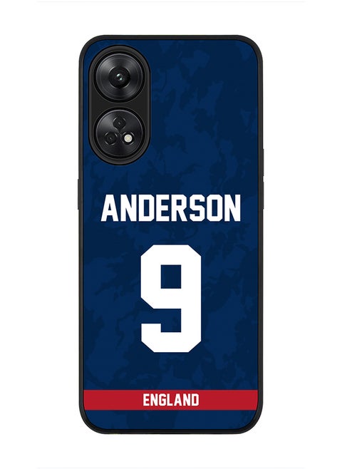 Rugged Black Edge Case for Reno 8T 4G, Slim fit Soft Case Flexible Rubber Edges Thin Cover - Player Name - James Anderson, Jersey Number- 9