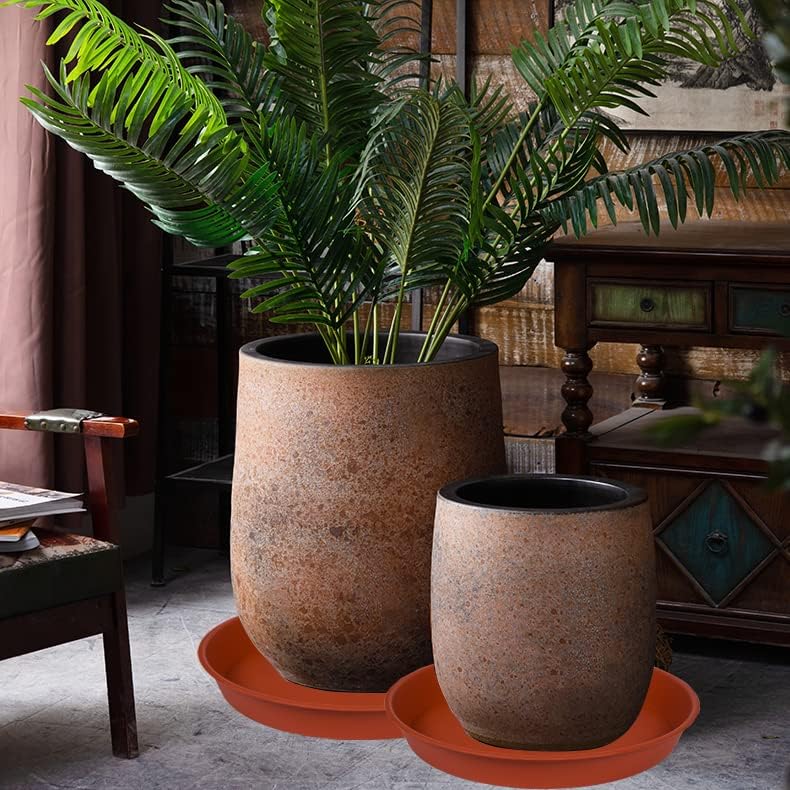 Bleuhome 2 Pack of 18 19 inch Plant Saucer Tray (16.5 inch Base), 2.7" Depth, Heavy Duty Plastic Saucer 19" Round, Plant Tray for Pots, Flower Plant Saucers for Indoors (19 inch, Terracotta) - Image 3