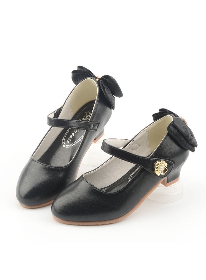 Spring New Women's Shoes Small High Heeled Leather Shoes Big Children's Princess Shoes Korean Style Children's Shallow Mouth Internet Celebrant Single-layer Shoes