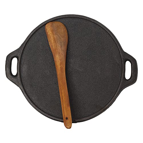 Rock Tawa Pre-Seasoned Cast Iron Skillet Dosa Tawa (Black, 12.50 Inch) - Image 1
