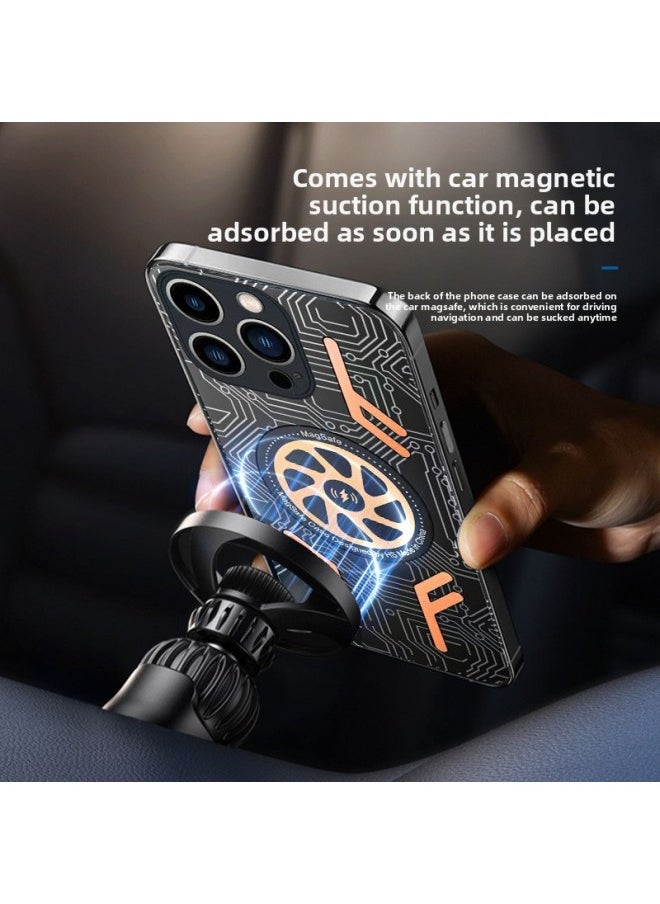 Generic - For Iphone 15 Mobile Phone Case 14promax Protective Case Aluminum Alloy Graphene Copper Heat Dissipation All-inclusive Anti-drop Case-Color:Cool Version Without Laser Pattern (support Unlimited Charging)-Applicable Model:For Iphone15 Pro - Image 1