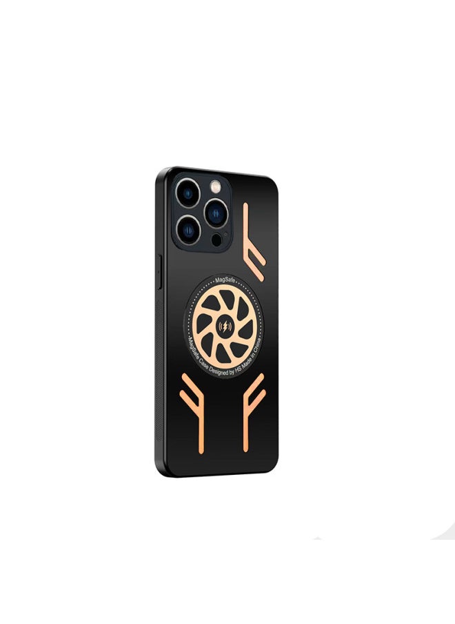 Generic - For Iphone 15 Mobile Phone Case 14promax Protective Case Aluminum Alloy Graphene Copper Heat Dissipation All-inclusive Anti-drop Case-Color:Cool Version Without Laser Pattern (support Unlimited Charging)-Applicable Model:For Iphone15 Pro - Image 1