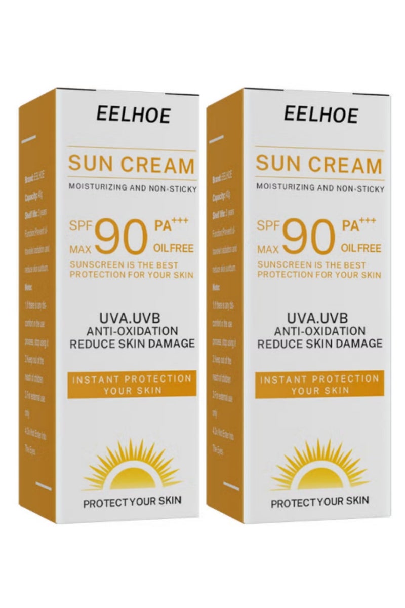 EELHOE 2 Pcs Facial Sun Cream Moisturizing And Non-Sticky Sunscreen Facial Moisturizer Anti Oxidation Reduce Skin Damage，Non-Sticky Sunscreen Facial Moisturizer Anti Aging Oil Free - Image 1