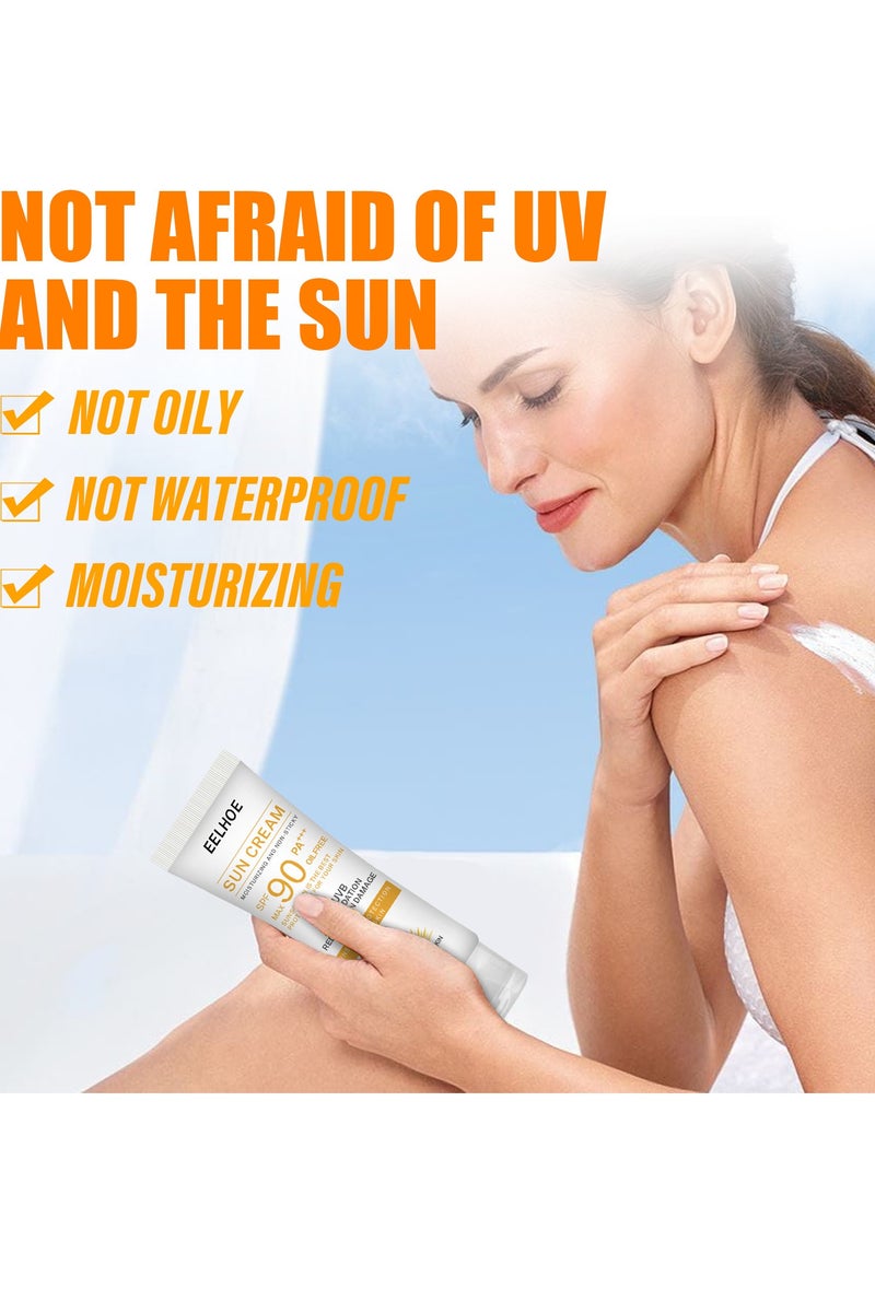 EELHOE 2 Pcs Facial Sun Cream Moisturizing And Non-Sticky Sunscreen Facial Moisturizer Anti Oxidation Reduce Skin Damage，Non-Sticky Sunscreen Facial Moisturizer Anti Aging Oil Free - Image 2