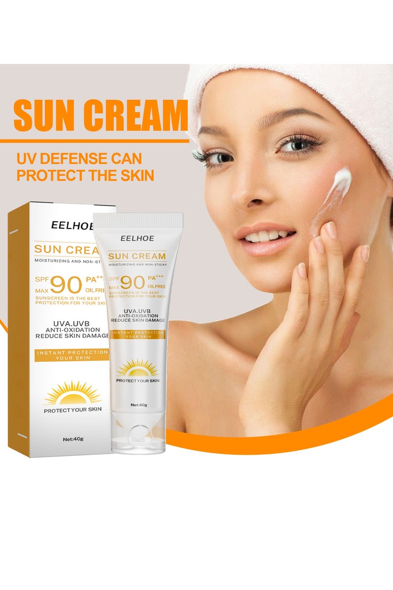 EELHOE 2 Pcs Facial Sun Cream Moisturizing And Non-Sticky Sunscreen Facial Moisturizer Anti Oxidation Reduce Skin Damage，Non-Sticky Sunscreen Facial Moisturizer Anti Aging Oil Free - Image 3