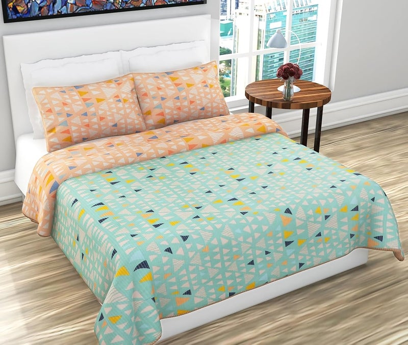 RRC RRC Super Soft Brushed Microfiber Cotton Quilt Queen BedspreadsReversible Throw Blanket Bohemian Bedspread Printed Bedding Bed Cover 90 x 108 Inches Green Queen