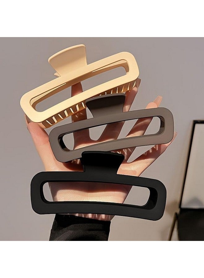 FREEBIES 3 Pcs 5 Inch Extra Large Rectangle Hair Clips Claw Clips for Thick Hair,Jumbo Lattice Claw Clips,Oversized Matte Non-slip Rectangle Hair Clips for Women,Big Strong Hold Jaw Clip - Image 1