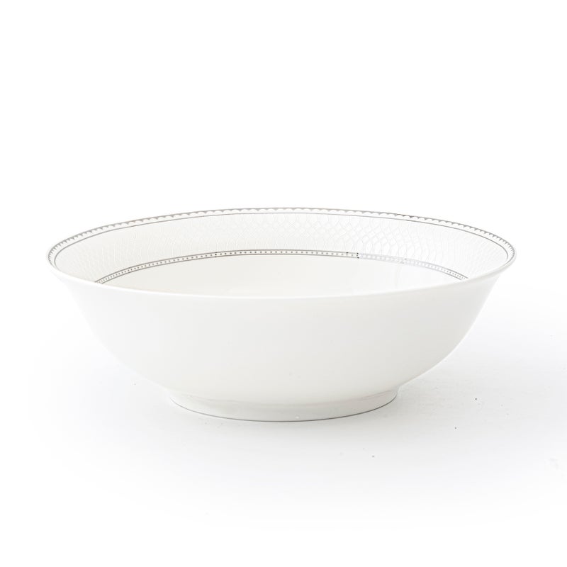 Shallow JUNA New Bone China Bowl 14 cm  Elegant White Multipurpose Bowl with Subtle Texture for Soups, Desserts & Sides, Premium Tableware for Daily Use, Brunch, Ramadan, Eid & Gifting - Image 1