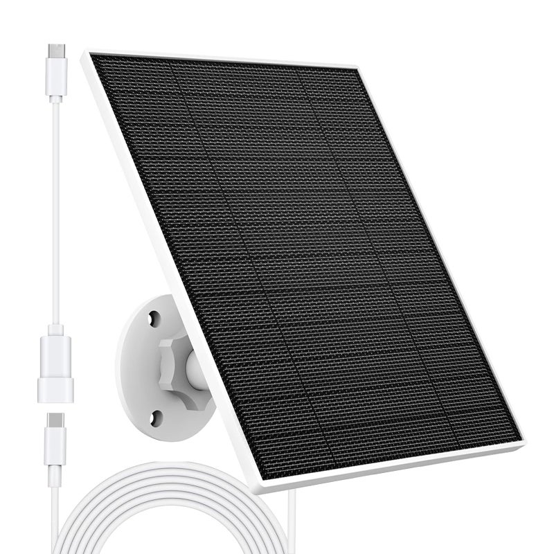 YCTechCam Solar Panel for Eufy Outdoor Camera, 5W Camera Solar Panel Charger Compatible with Eufycam, Continuous Power Supply, Solar Panel with 9.8ft Charging Cable, IP65 Waterproof, Adjustable Wall Mount - Image 1