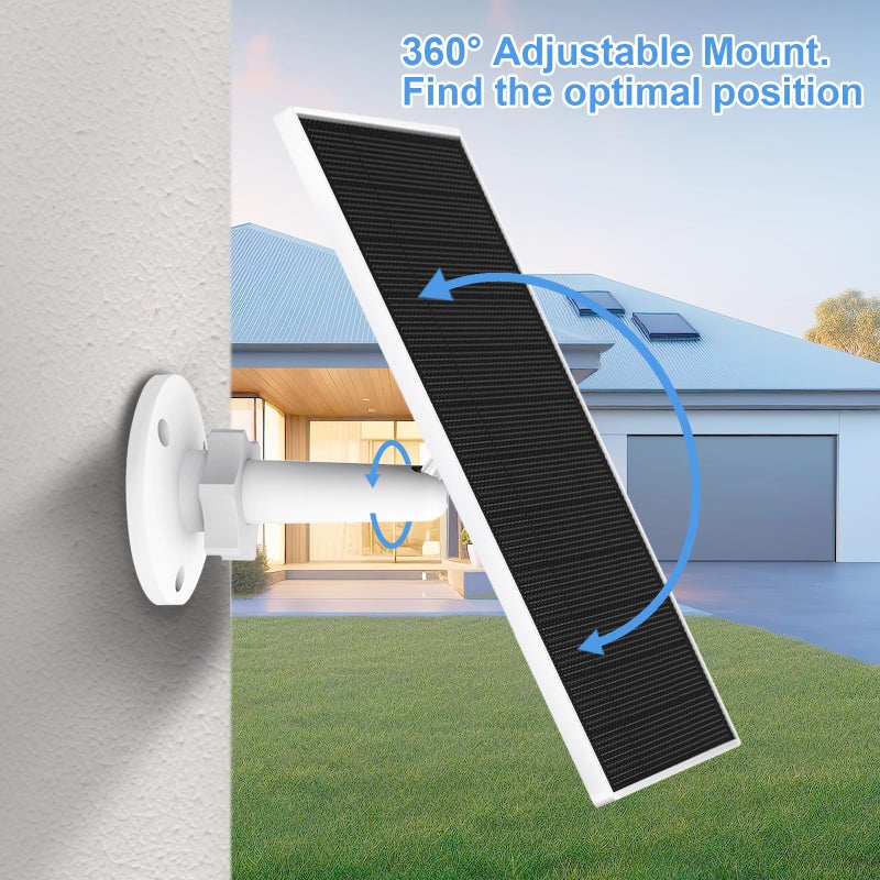 YCTechCam Solar Panel for Eufy Outdoor Camera, 5W Camera Solar Panel Charger Compatible with Eufycam, Continuous Power Supply, Solar Panel with 9.8ft Charging Cable, IP65 Waterproof, Adjustable Wall Mount - Image 4
