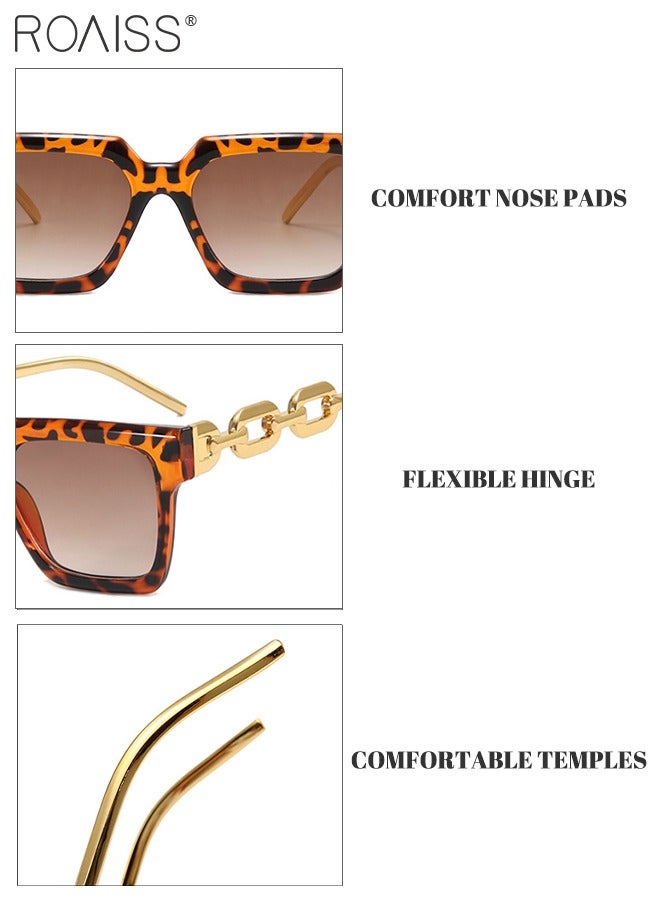 رويس نظارات شمسية مربعة للنساء، نظارات شمسية للحماية من الأشعة فوق البنفسجية 400 مع أذرع سلسلة ذهبية أنيقة، نظارات شمسية عصرية مضادة للتوهج للسيدات مع حافظة للنظارات، 54 مم - Image 5