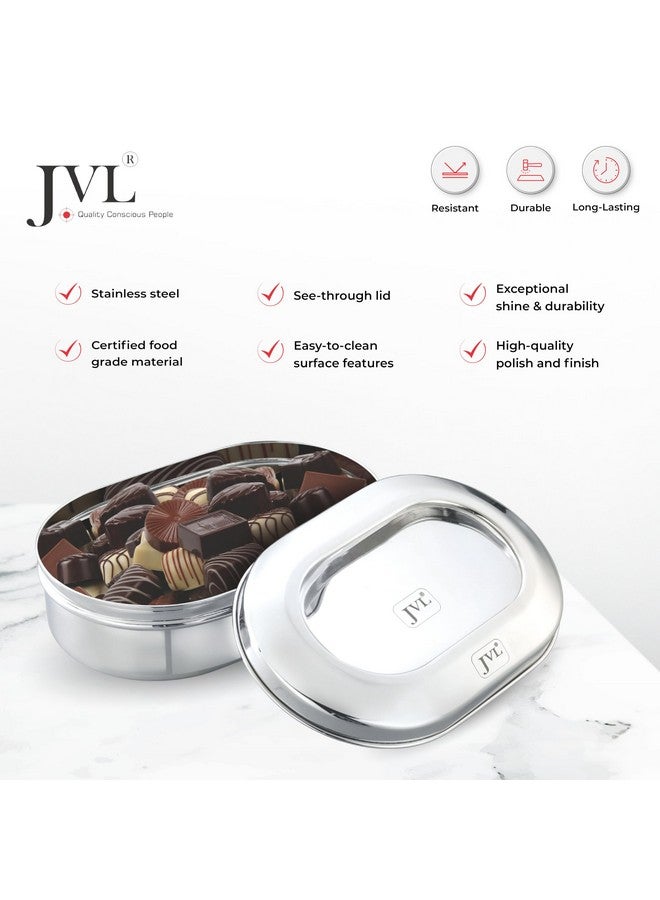 JVL حاوية كوستا بشكل كبسولة من الفولاذ المقاوم للصدأ مع غطاء فولاذي (2100 مل - متوسط)، فضي - Image 4