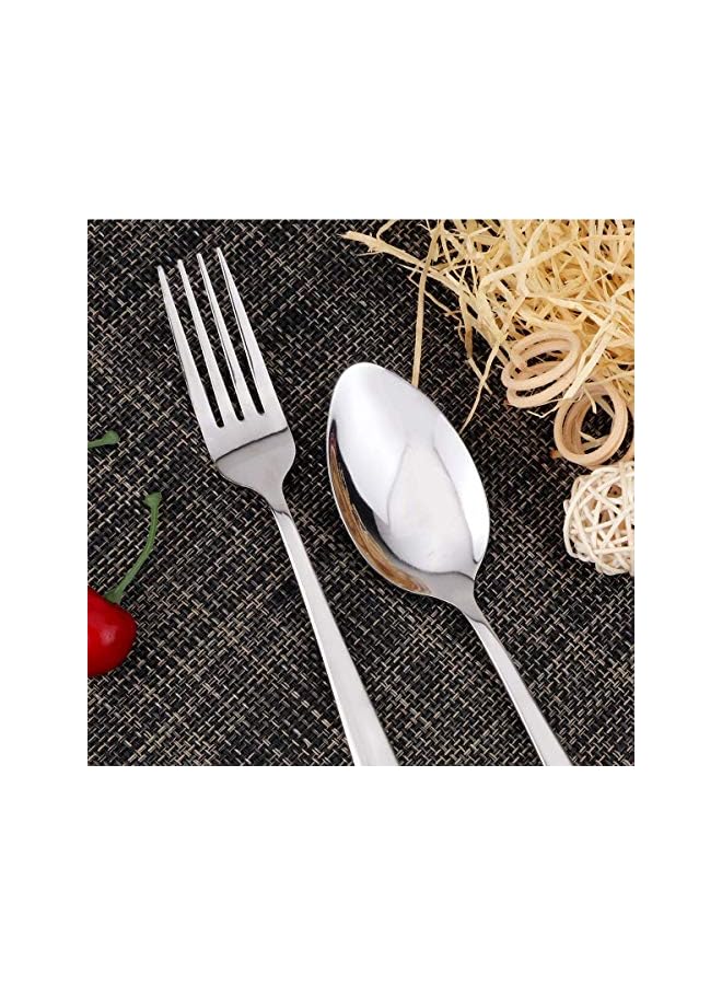 S-TOP Silverware Set for 6, 24 Pieces Flatware Cutlery Set Stainless Steel Dinnerware Tableware Service Set, Include Dinner Knives, Dinner Forks, Dinner Spoons, Teaspoons, Dishwasher Safe (Silver) - Image 2
