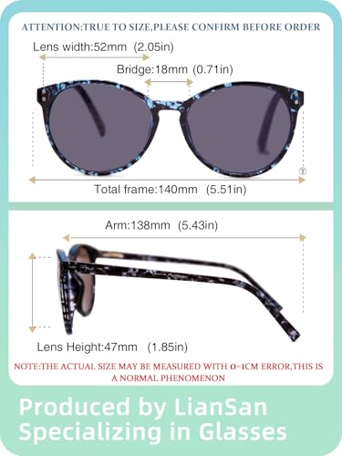 LianSan 2Packs Progressive Multifocus Sunglasses for Women - Ladies Multifocal Sun Readers Reading Glasses with UV Protection(Tortoise+Blue P,+1.0x) - Image 4