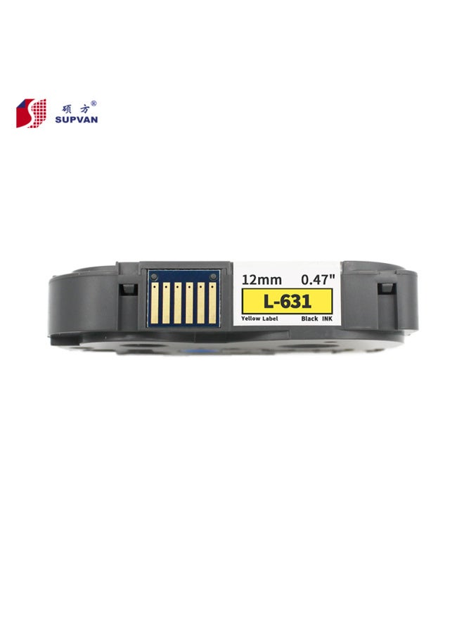 Shuofang Label Printer Ribbon Label 12mm Yellow Background Black Text Overlaminated Label Tape L-631 Label Paper Non-adhesive Sticker Suitable For Shuofang Label Printer Lp5125/c/e - Image 2