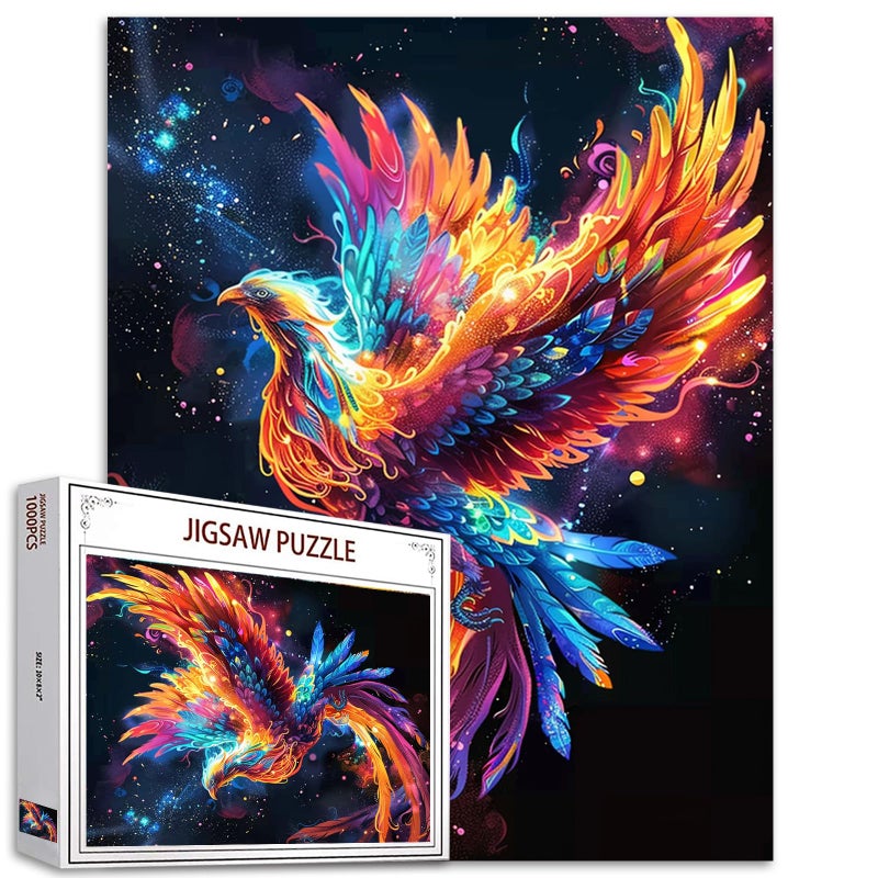 Tucocoo Fire Phoenix Jigsaw PuzzleSacred Fantasy Animals 1000 Pieces Jigsaw Puzzles for Adults27 x 20 Inches Puzzles HD Quality Flapping Fly Fire Phoenix Puzzle GiftFamily Activity Perfect for Game Night - Image 3